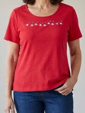 Quacker Factory Top size XL ⛵️⛵️⛵️Sailboat Embroidered Summer 100% Cotton
